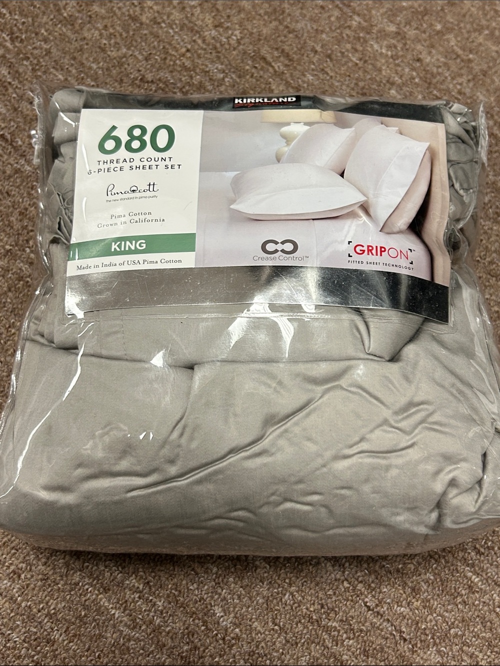 Kirkland Signature King Sheet Set – Light Gray 680TC Pima Cotton